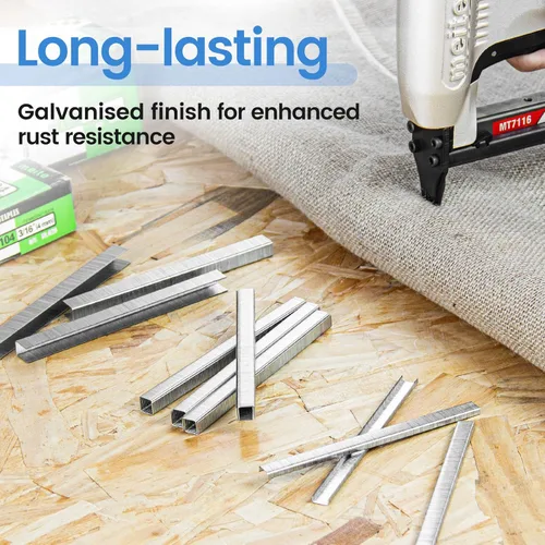 Miniatura 3 de Meite Calibre 22 Serie 71 Grapas galvanizadas de corona ancha de 3/8" y pata de 3/8" de longitud para grapadora de tapicería, 10,020 PIEZAS/CAJA