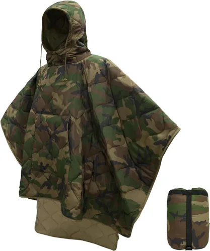 Miniatura 52 de LOOGU Manta Camuflaje Impermeable Aislante Forro de Poncho para Camping al Aire Libre, Senderismo, Caza, Supervivencia, Mochileros, Picnic Us