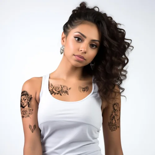 Miniatura 4 de Los Vatos Chicano Bundle - Tatuajes temporales Cholo y Chola para hombres y mujeres, Payasa, Lowrider, Virgen María, Oración, Cruz, Chicana