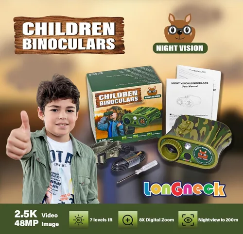 Miniatura 5 de Binoculares de visión diurna y nocturna para niños, lentes IR para niños pequeños, regalos de cumpleaños para niños pequeños de 6 a 12 años, lentes