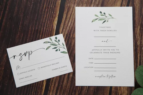 Miniatura 2 de Juego de 30 Invitaciones de Boda con Sobres y Tarjetas RSVP, Invitaciones de Boda con Plantas, Incluye Invitación Rellenable de 5 x 7 Pulgadas