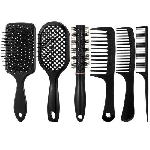 Juego de 6 cepillos para el cabello para mujer, peine desenredante, cepillo desenredante para hombres y mujeres, cabello lacio rizado y seco húmedo