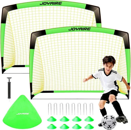 Portería de fútbol para niños de nivel profesional en el patio trasero, red de fútbol de poliéster de 5 capas resistente a desgarros y postes de 10