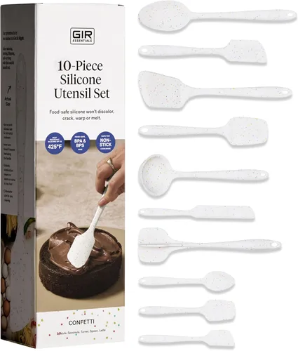 Miniatura 8 de GIR: Get It Right Juego de 10 piezas de utensilios de cocina esenciales de silicona - Cucharón, Espátula, Volteador, Cuchara y Cuchara de borde