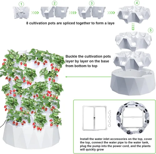 Miniatura 2 de Sistema de cultivo de torre hidropónica, equipo de torre aeropónica de cultivo vertical para hierbas, frutas y verduras de interior con adaptador