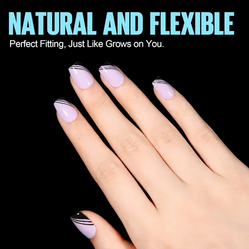 Miniatura 6 de TOMICCA Puntas de uñas extra cortas en forma de ataúd, 240 piezas de uñas postizas acrílicas de cobertura completa para manicura con extensión, 15