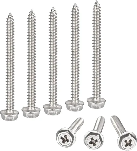 Miniatura 12 de uxcell Phillips - Tornillos autorroscantes para arandela hexagonal, M6 x 0.984 in, acero inoxidable 304, brida hexagonal, 25 piezas