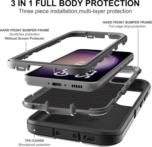 Miniatura 4 de Funda para Galaxy S23, S23 con protector de pantalla de TPU flexible autorreparable [2 paquetes], 3 en 1, funda de protección resistente a prueba