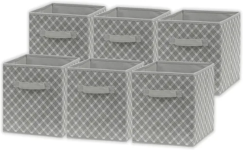 Miniatura 9 de Simple Houseware Contenedores de almacenamiento plegables de 11 pulgadas, color beige, paquete de 6 cubos de tela organizadores para armario
