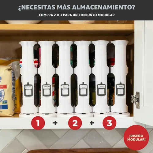 Miniatura 7 de Cabinet Caddy Organizador de Estante de Especias para Gabinete - Organizadores de Cocina Deslizantes y Giratorios y Almacenamiento - 2 Estantes