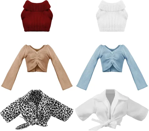 Miniatura 13 de Bencailor 6 piezas de ropa de muñeca para muñeca de verano de 11.8 pulgadas, accesorios de atuendo, abrigo de invierno, tops, traje de baño