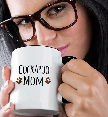 Miniatura 2 de 3dRose Cockapoo Dog Mom - Taza de 11 onzas, color negro
