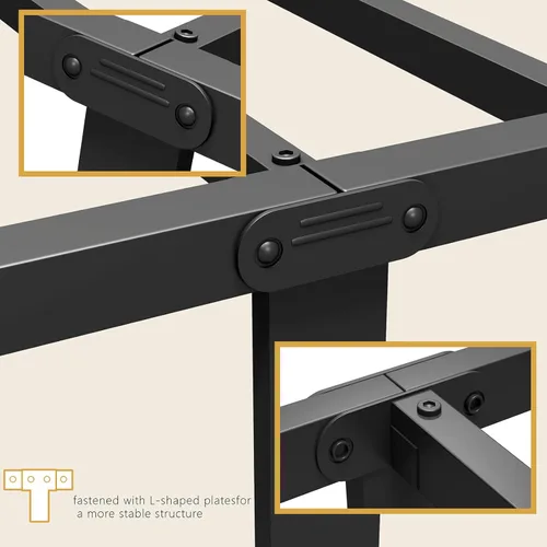 Miniatura 5 de Vengarus Base de cama de metal, marco de cama tamaño Queen con cabecero, estructuralmente estable, listones de acero resistente, almacenamiento