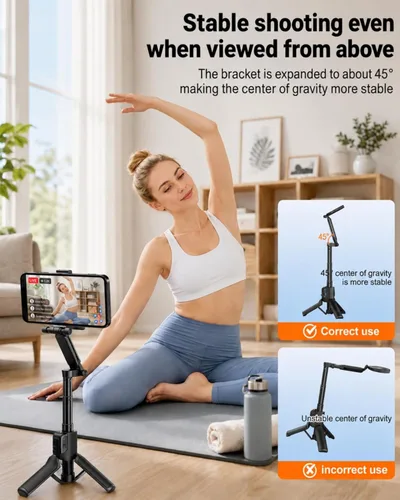 Miniatura 6 de Magnetic Mini Selfie Stick Tripod for iPhone & Android, 19" Pocket Size 4-in-1 Phone Camera Grip with Rechargeable Remote & Ergonomic Handle, for