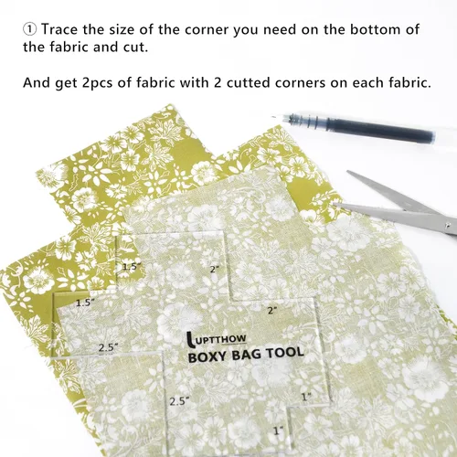 Miniatura 4 de UPTTHOW Juego de 3 plantillas para hacer bolsas cuadradas para principiantes, juego de herramientas de costura de acrílico transparente con bolsa