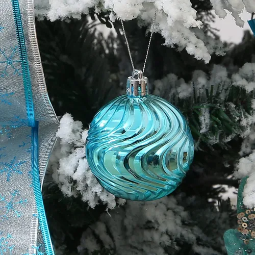 Miniatura 5 de 34 piezas Adornos de bola de Navidad azul bebé irrompibles de plástico para árbol de Navidad, decoraciones para fiesta de Navidad, oficina en casa