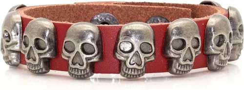 Miniatura 7 de Xusamss Pulsera de cuero con hebilla de aleación punk rock, muñeca de 7.5 pulgadas