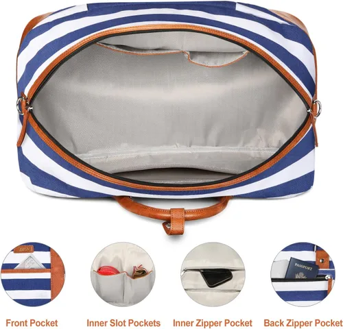 Miniatura 151 de IBFUN Bolsas de fin de semana para mujer, bolsa grande de lona para viaje, bolsa de viaje con compartimento para zapatos, 21 pulgadas, juego de 3