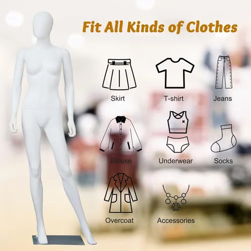 Miniatura 7 de Maniquí femenino con forma de vestido en exhibición - Maniquí completo ajustable y desmontable de 69 pulgadas, torso de maniquí para costura