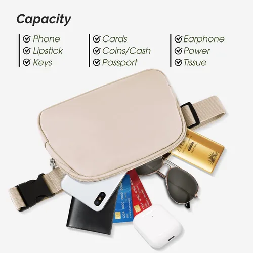 Miniatura 2 de Riñonera, Beige, Bolsa de cinturón unisex con correa ajustable