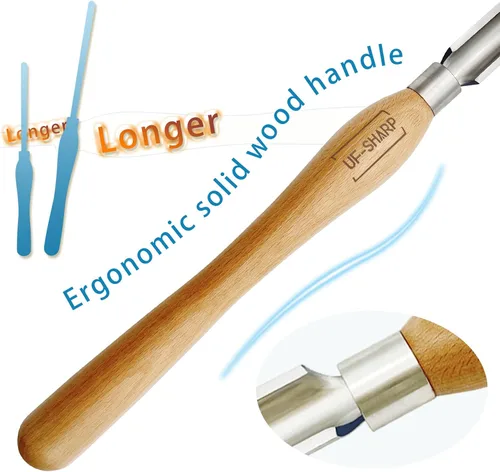 Miniatura 5 de Gouge de desbaste de husillo de 1 pulgada para torno de madera, herramientas de torneado de madera M2 Cryo HSS con mango de madera de haya