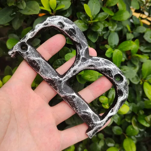 Miniatura 3 de Números de casa de 5.5 pulgadas, número único de dirección de metal de hierro fundido para puerta exterior o delantera, acabado plateado antiguo