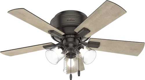 Miniatura 19 de Hunter Ventilador de techo interior de 52 pulgadas con luces LED y cadena de tracción, ventilador de techo de perfil bajo, 5 aspas, para dormitorio