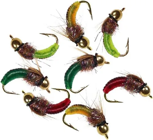 Miniatura 5 de Fly Fishing Flies Kit Trout Steelhead Salmon Bass Flies Assortment 32Pcs-148pcs Include Dry Wet Flies Nymphs Streamers Maggot, Fly Lure Set 24