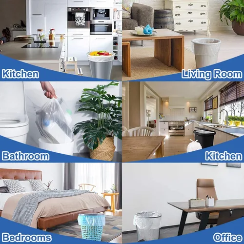 Miniatura 6 de XUXRUS Bolsas de basura pequeñas para baño, bolsas de basura de 3 galones para oficina en casa, 120 unidades, color blanco, se adapta a contenedores