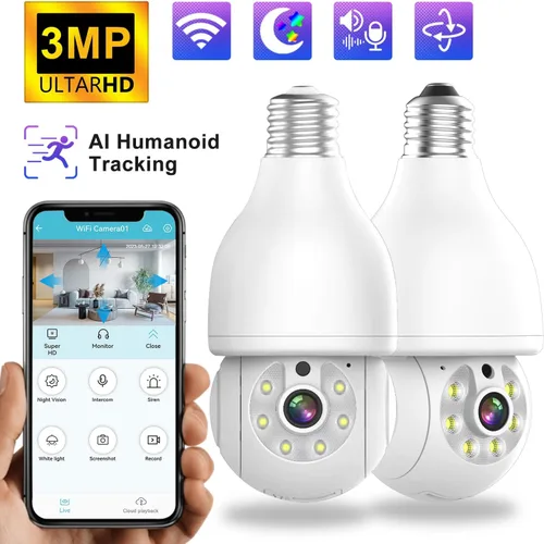 Miniatura 7 de EVERSECU Cámara de seguridad con bombilla HD de 2K, WiFi inalámbrica de 2.4G y 5Ghz, interior y exterior, compatible con Onvif, transmisión RTSP