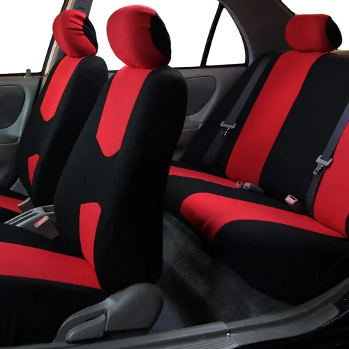 Miniatura 2 de TLH Fundas de Asiento de Tela Plana Rojas de 3 Filas 7 Asientos Ajuste Universal Accesorios del Interior del Automóvil, Fundas de Asiento Rojo