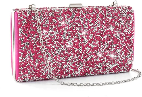 Miniatura 13 de ELABEST Bolso de mano de noche con purpurina de doble cara con diamantes, bolso cruzado, bolsa de fiesta de boda para mujer