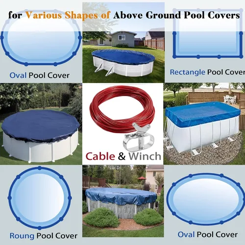 Miniatura 5 de Cable y cabrestante para cubierta de piscina, cable de cubierta de piscina resistente de 100 CW y trinquete para asegurar cubiertas de piscina sobre