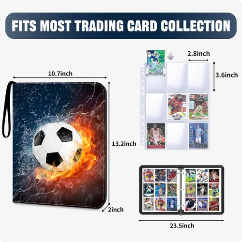 Miniatura 2 de Carpeta de tarjetas coleccionables con funda, 900 bolsillos, carpeta de tarjetas de fútbol, organizador de almacenamiento de tarjetas deportivas