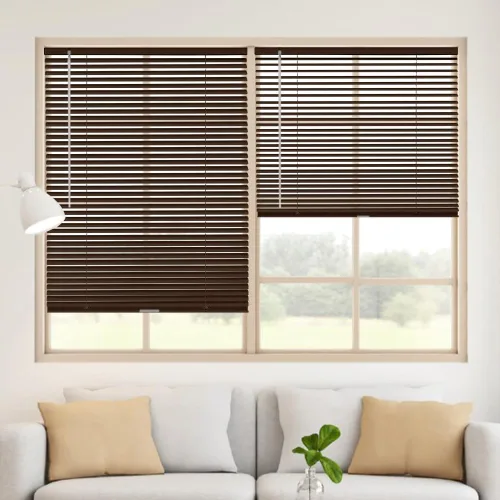 Miniatura 2 de Minipersianas de aluminio para ventanas sin cordones, persianas horizontales para ventanas para ajuste de luz, persianas venecianas de metal