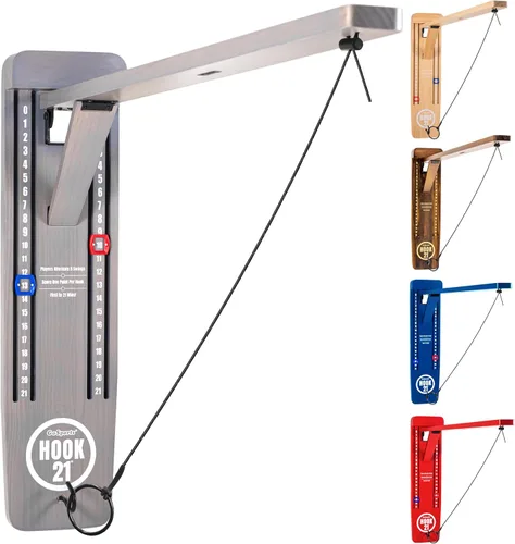 Miniatura 8 de GoSports Hook 21 Juego de columpio de anillo montado en la pared con brazo plegable - Juega en interiores o exteriores barniz natural