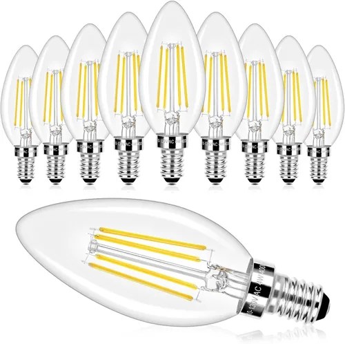 Miniatura 9 de E12 LED Candelabra Bulbs 40 Watt Equivalent, 4W Vintage Candle Light Bulbs Dimmable, 350Lm Amber Warm White 2200K B10 Edison Bulb, Filament Clear