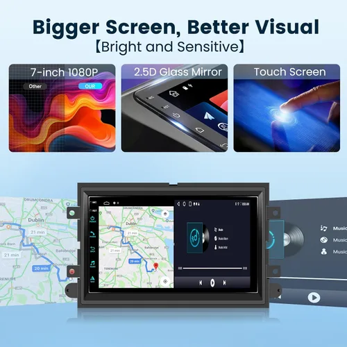 Miniatura 5 de Radio de coche 2G+64G para Ford F150/F250/F350/E250/E350 Edge Fusion Explorer con Carplay Android Auto, 7 pulgadas HD pantalla táctil estéreo
