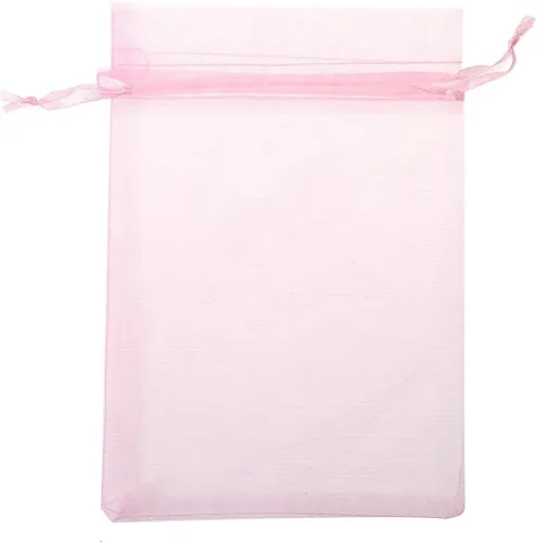 Miniatura 5 de Wudygirl 100 bolsas de organza rosa transparente de 5 x 7 pulgadas con cordón para joyería, bolsas para lápiz labial, baby shower, fiesta, boda