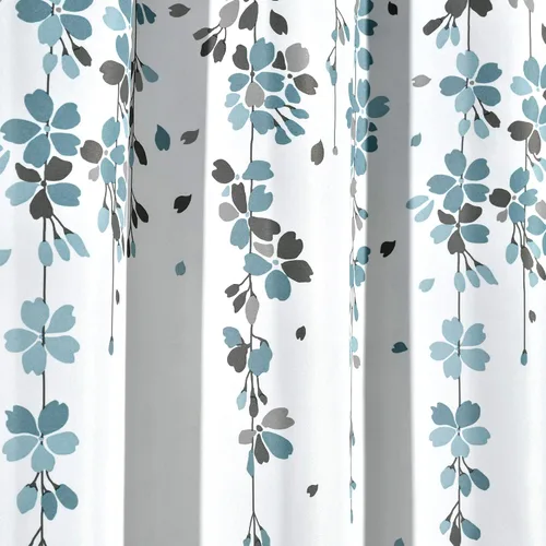 Miniatura 3 de Lush Decor Weeping Flower - Paneles de cortina para ventana con filtro de luz, par, 52 pulgadas de ancho x 63 pulgadas de largo + cabecera de 2 Azul