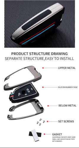 Miniatura 5 de ontto Funda para llave BMW con llavero para accesorios de la serie 1, 2, 5, 7, M, X1, X4, X5, X6, F15, F16, F48