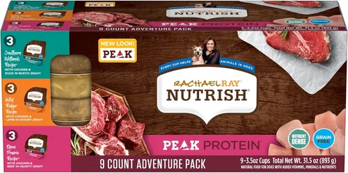 Nutrish Peak Protein - Paquete variado de alimentos húmedos para perros, alto en proteínas, sin granos, tazas de 3.5 onzas (paquete de 9), 2