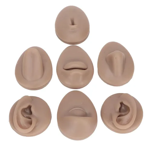 Miniatura 3 de Modelo de perforación corporal, 6 piezas de simulación de silicona para perforación de parte del cuerpo, kit de práctica de piercing, oreja, nariz