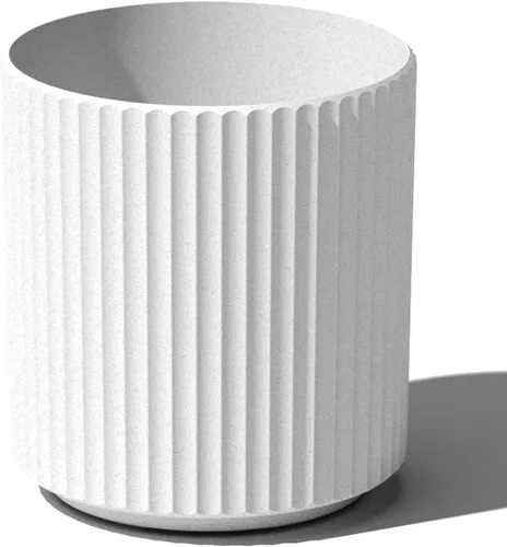 Miniatura 35 de Veradek Serie Mason Demi Plantador - Plantador Grande Redondo para Patio/Balcón Interior o Exterior Hecho de Plástico y Hormigón con Agujeros