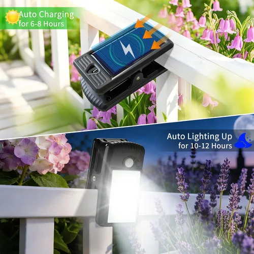 Miniatura 5 de YJFWAL Paquete de 2 luces solares para exteriores, 40 LED, 3 modos luces con clip con sensor de movimiento solar, impermeable IP65 para patio