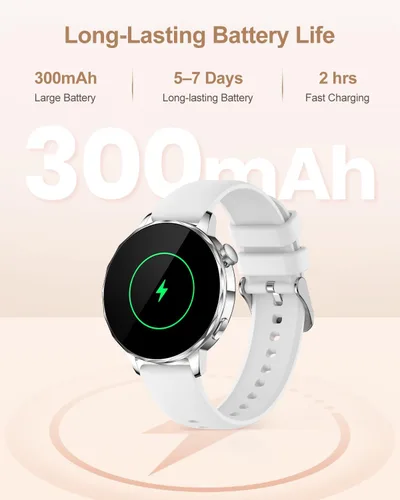 Miniatura 3 de Reloj inteligente para mujer, pantalla táctil HD de 1.27 pulgadas, llamadas Bluetooth, frecuencia cardíaca y seguimiento del sueño, más de 100 modos