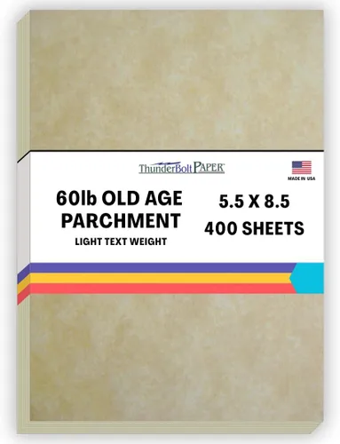 Miniatura 2 de 50 pergamino de vejez, 60 libras, peso del texto, 4.25 x 11 pulgadas, tamaño media carta, corte largo, papel de papelería, papel de papelería, papel