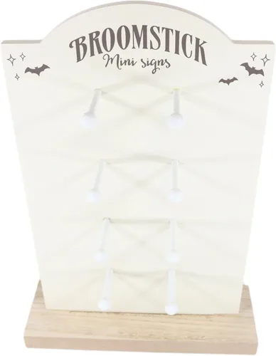 Miniatura 4 de Ebros Gift Wicca Witchcraft Magic Witches 'Broomstick Mini Signs' Tablero de exhibición de madera MDF Soporte para nuestros adornos de escoba