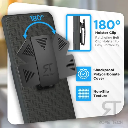 Miniatura 2 de Funda diseñada para Samsung Galaxy S21 FE 5G con funda de clip para cinturón, funda de soporte, color negro