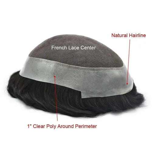 Miniatura 4 de Toupee para hombres Piezas de cabello humano real Encaje suizo para hombres Toupee unidades de cabello humano europeo para hombres Hairpieces Hair